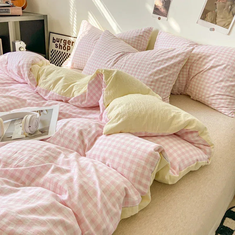 Kaiseki Grande | Japanese Style Check Queen Duvet Cover Set