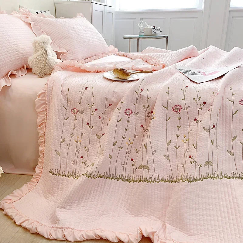 The Aurelia | Fresh Flower Embroidered Blanket Quilt Duvet Set
