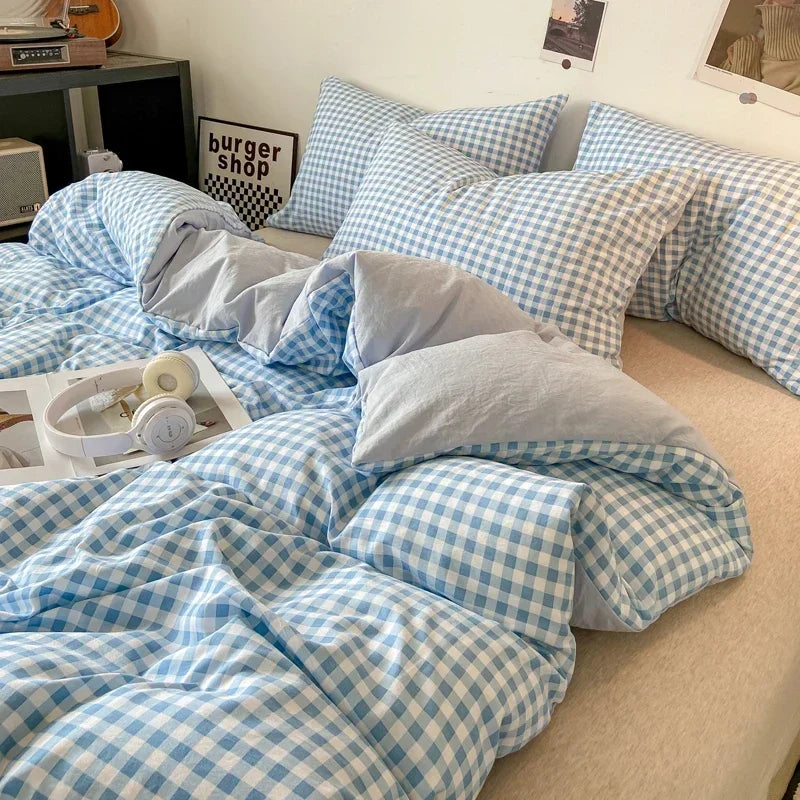 Kaiseki Grande | Japanese Style Check Queen Duvet Cover Set