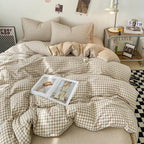 Kaiseki Grande | Japanese Style Check Queen Duvet Cover Set