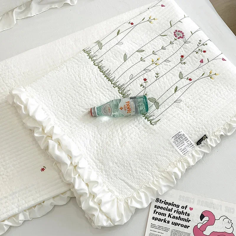 The Aurelia | Fresh Flower Embroidered Blanket Quilt Duvet Set