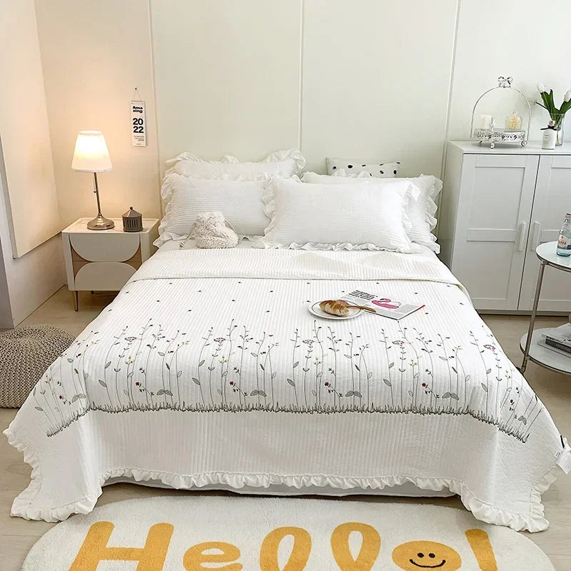 The Aurelia | Fresh Flower Embroidered Blanket Quilt Duvet Set