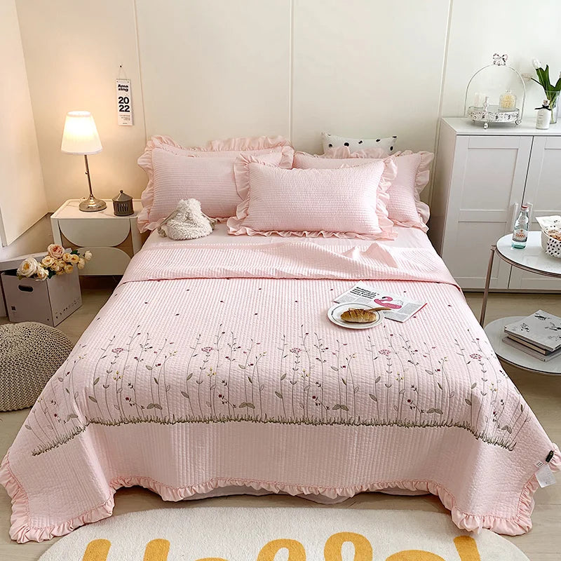 The Aurelia | Fresh Flower Embroidered Blanket Quilt Duvet Set