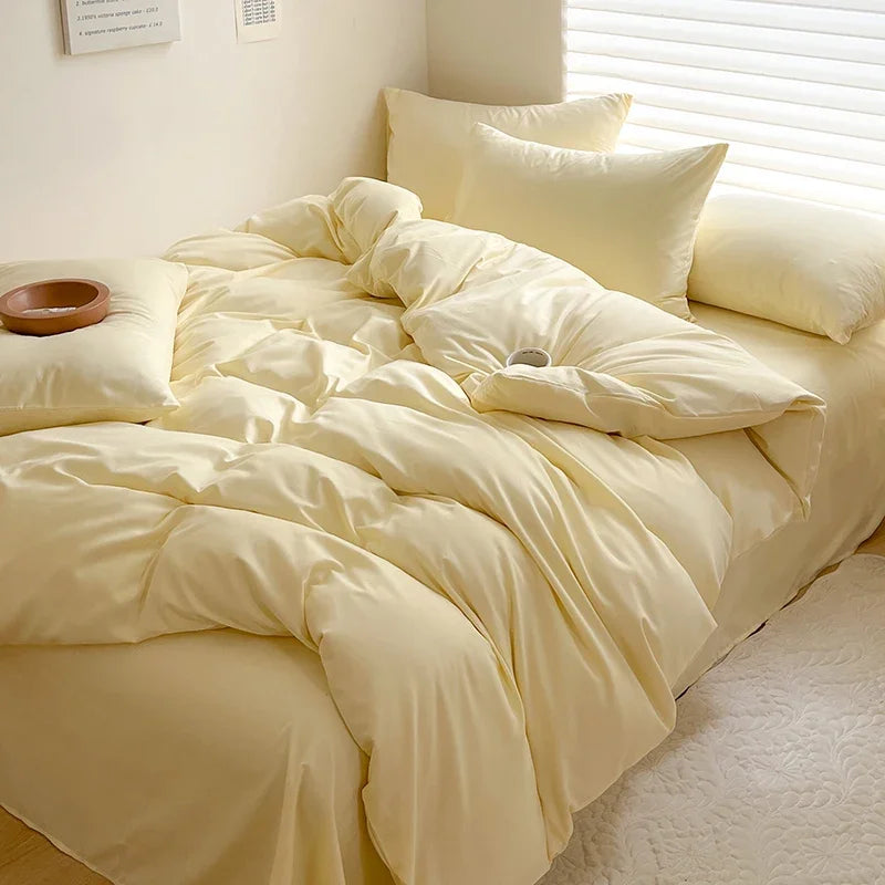 Solid Bed Linen Cotton Bedding Set