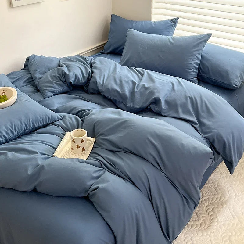 Solid Bed Linen Cotton Bedding Set