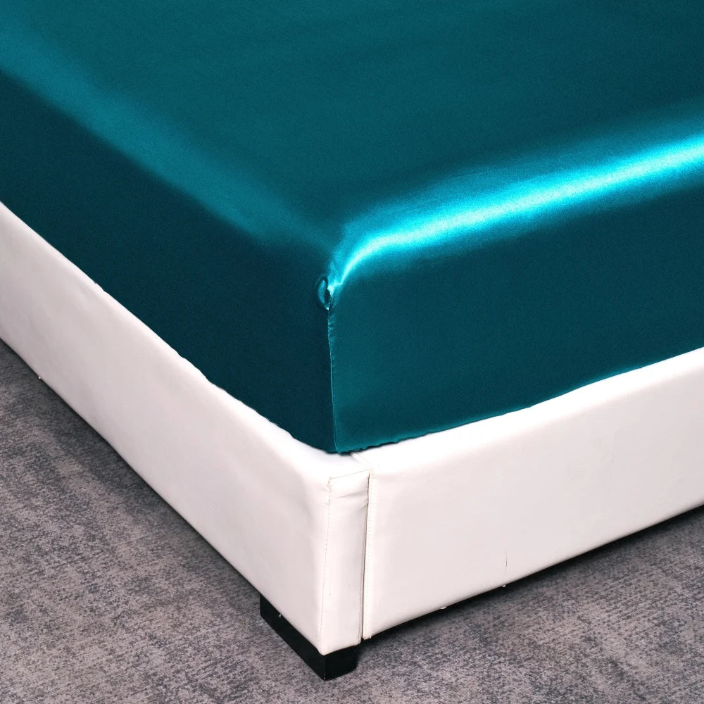 Silk Satin Fitted Bed Sheet with Elastic Band